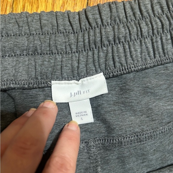 J. Jill Fit SZ L  Black Grey Drawstring Waist Lounge Pants Cropped Lightweight - Picture 6 of 9